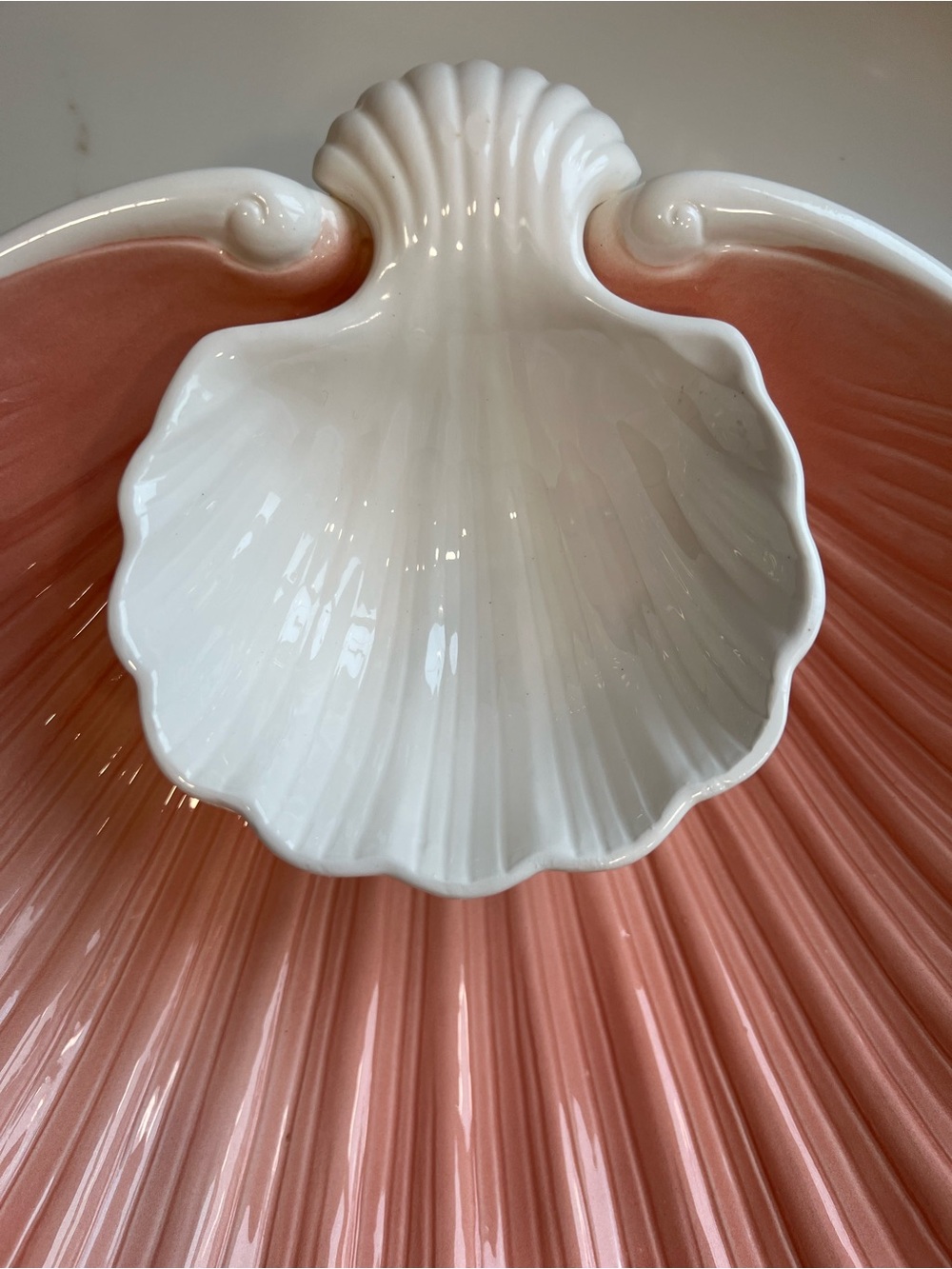 Vintage Fitz and Floyd Pink Shell Seafood Server Platter - Picture 6 of 8